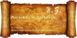 Marinkás Zoltán névjegykártya